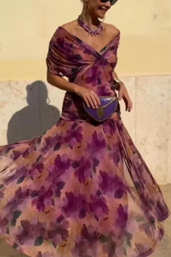 Louise | Elegant Maxi Party Dress with V-Neck