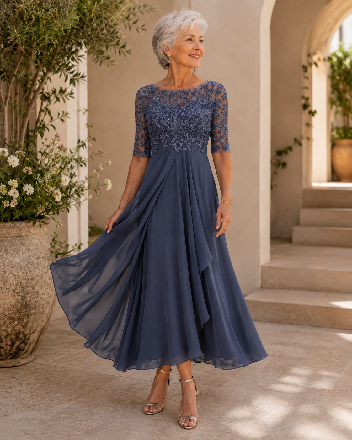 Rhonda™ | Elegant Lace Dress – Blue