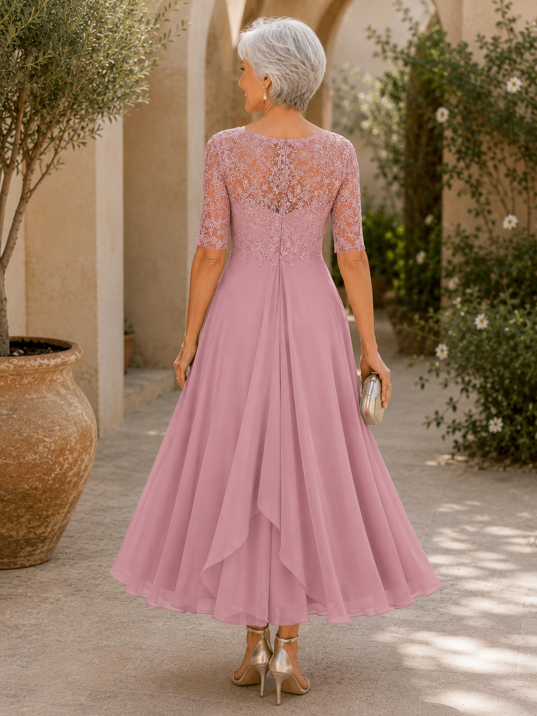 Rhonda™ | Elegant Lace Dress – Pink