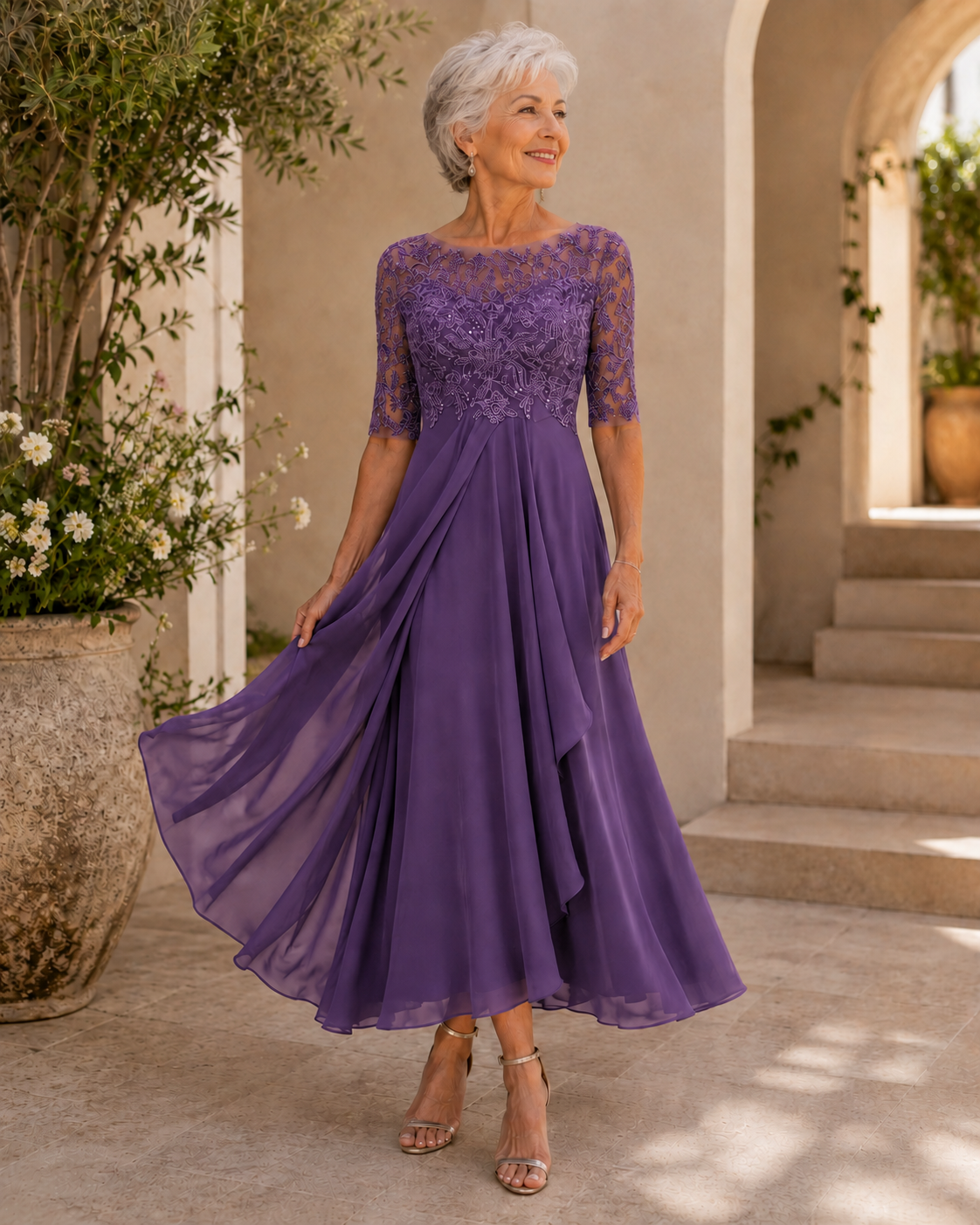 Rhonda™ | Elegant Lace Dress – Purple
