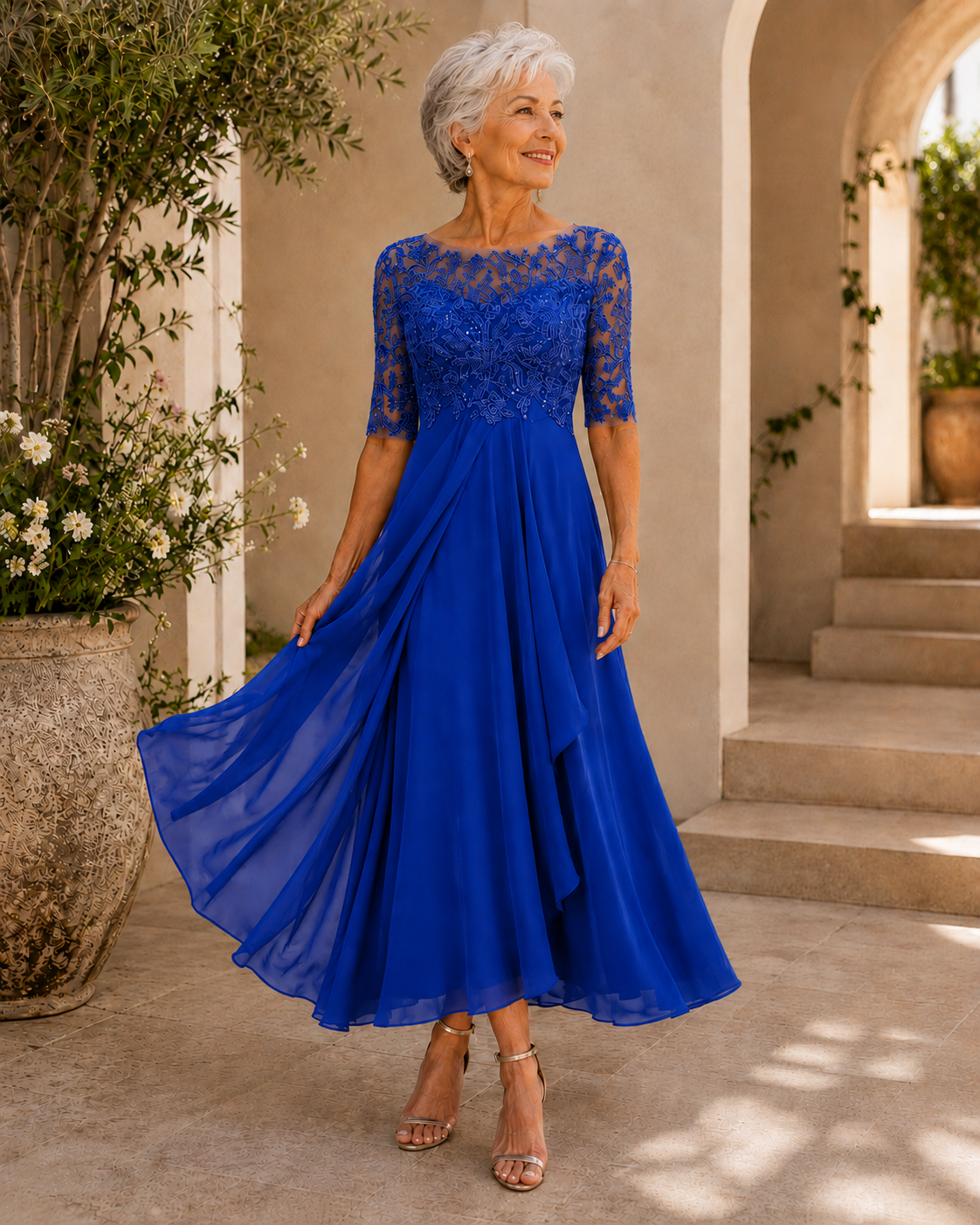 Rhonda™ | Elegant Lace Dress – Royal Blue