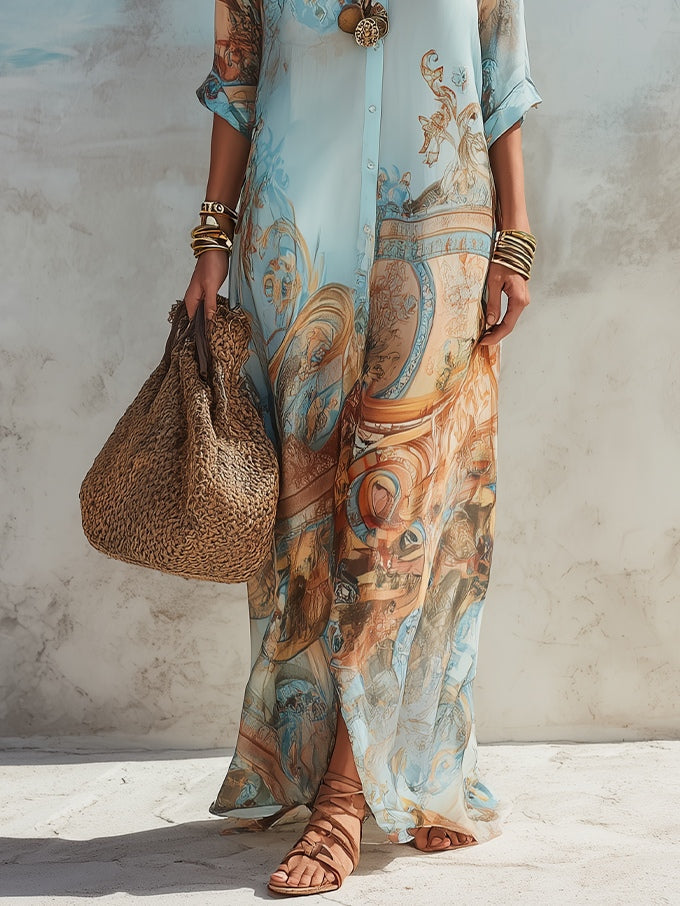 Cleo™ | Elegant Mediterranean Blouse Dress